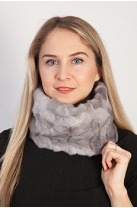 Grey sapphire mink fur neck warmer - Created with mink fur remnants